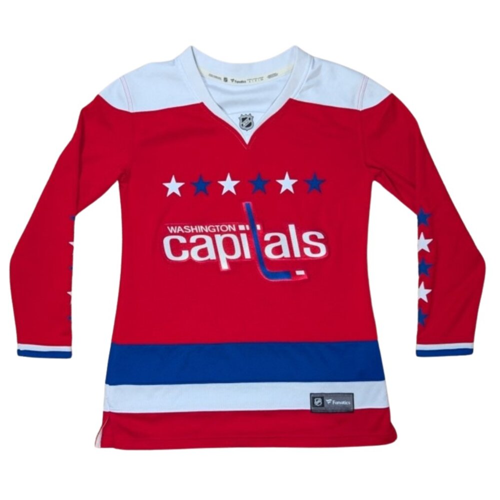 Washington Capitals NHL Fanatics Jersey Women's Small Red Hockey Stars V-Neck